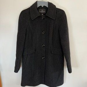 London Fog Women's Wool Blend Pea Coat Black Size Small Three Button